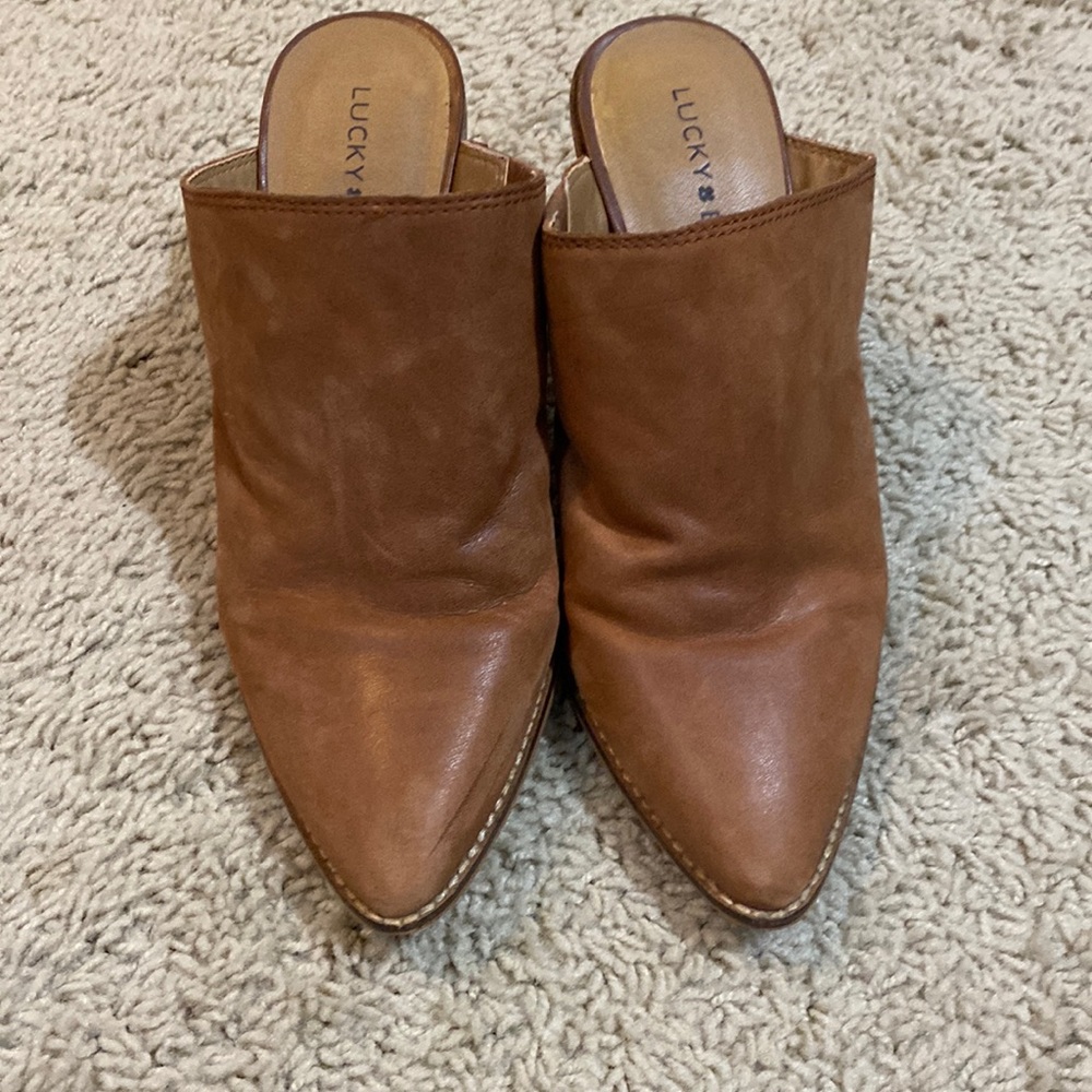 Lucky Brand leather mules